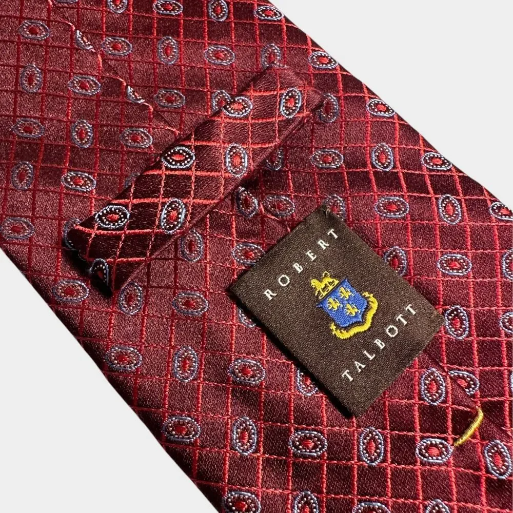 ROBERT TALBOTT Silk Tie Geometric/Polka dot 100% Silk Necktie Red/Blue NWOT